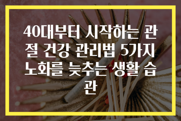 40대부터 시작하는 관절 건강 관리법 5가지 노화를 늦추는 생활 습관