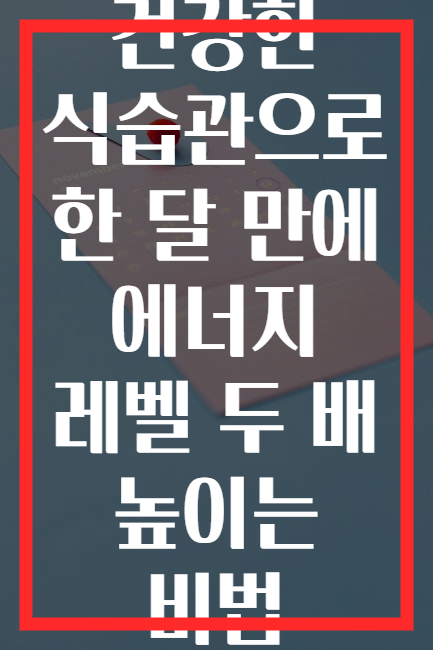 건강한 식습관으로 한 달 만에 에너지 레벨 두 배 높이는 비법