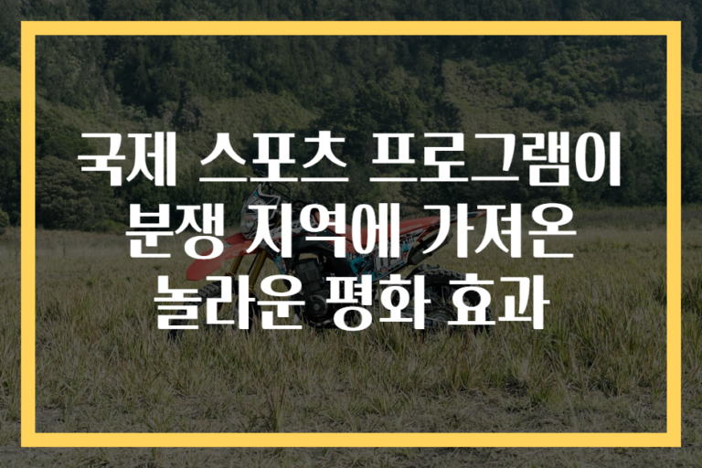 국제 스포츠 프로그램이 분쟁 지역에 가져온 놀라운 평화 효과