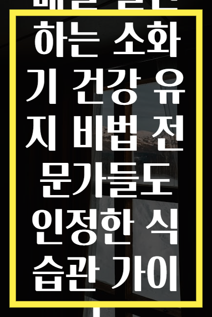 매일 실천하는 소화기 건강 유지 비법 전문가들도 인정한 식습관 가이드