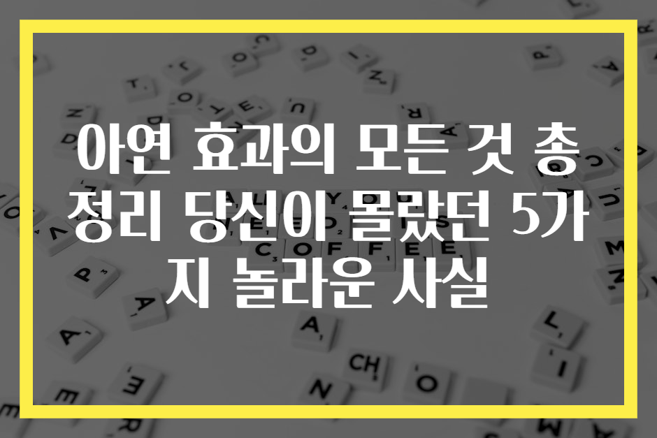 아연 효과의 모든 것 총정리 당신이 몰랐던 5가지 놀라운 사실