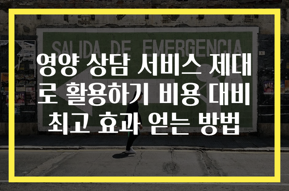영양 상담 서비스 제대로 활용하기 비용 대비 최고 효과 얻는 방법