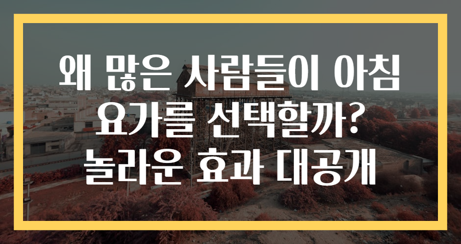 왜 많은 사람들이 아침 요가를 선택할까? 놀라운 효과 대공개