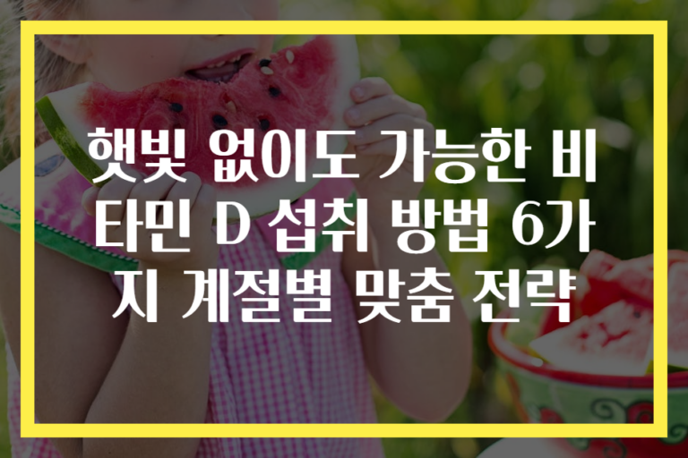 햇빛 없이도 가능한 비타민 D 섭취 방법 6가지 계절별 맞춤 전략