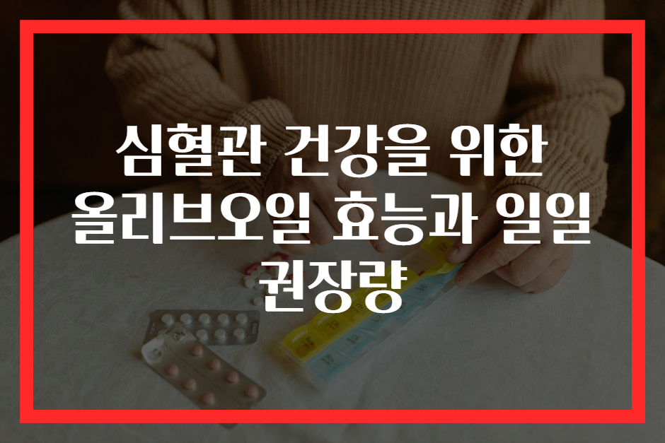 심혈관 건강을 위한 올리브오일 효능과 일일 권장량