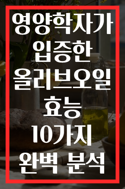 영양학자가 입증한 올리브오일 효능 10가지 완벽 분석