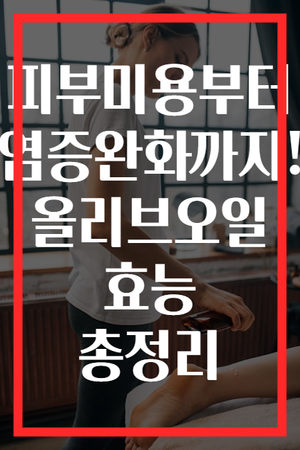피부미용부터 염증완화까지! 올리브오일 효능 총정리