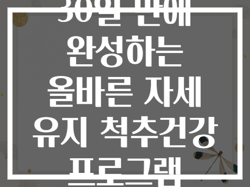 30일 만에 완성하는 올바른 자세 유지 척추건강 프로그램