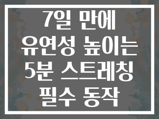 7일 만에 유연성 높이는 5분 스트레칭 필수 동작