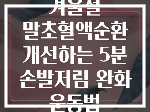 겨울철 말초혈액순환 개선하는 5분 손발저림 완화 운동법