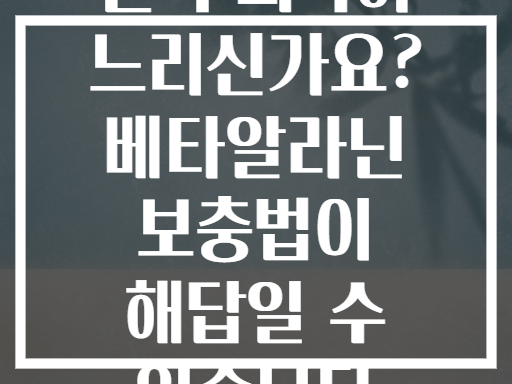 근육 회복이 느리신가요? 베타알라닌 보충법이 해답일 수 있습니다