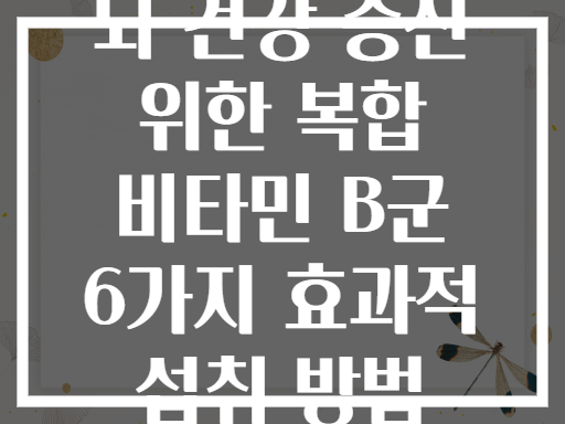 뇌 건강 증진 위한 복합 비타민 B군 6가지 효과적 섭취 방법
