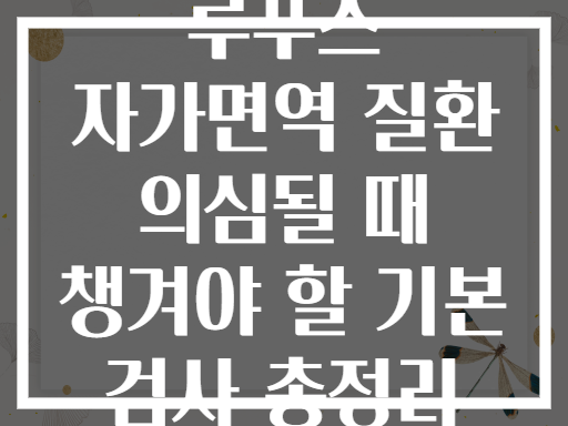 루푸스 자가면역 질환 의심될 때 챙겨야 할 기본 검사 총정리