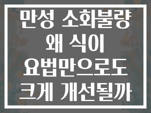 만성 소화불량 왜 식이 요법만으로도 크게 개선될까