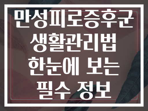 만성피로증후군 생활관리법 한눈에 보는 필수 정보