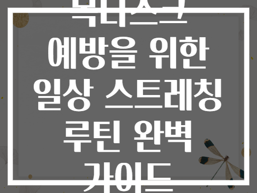 목디스크 예방을 위한 일상 스트레칭 루틴 완벽 가이드