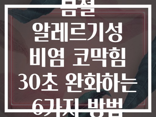 봄철 알레르기성 비염 코막힘 30초 완화하는 6가지 방법