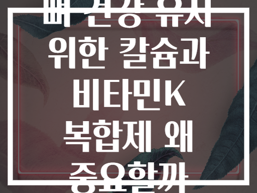 뼈 건강 유지 위한 칼슘과 비타민K 복합제 왜 중요할까