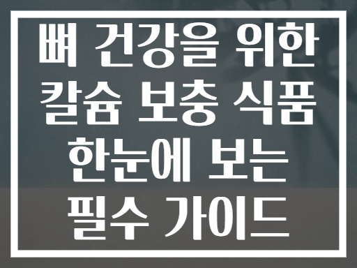 뼈 건강을 위한 칼슘 보충 식품 한눈에 보는 필수 가이드