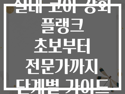 실내 코어 강화 플랭크 초보부터 전문가까지 단계별 가이드