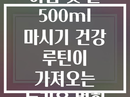 아침 첫 물 500ml 마시기 건강 루틴이 가져오는 놀라운 변화
