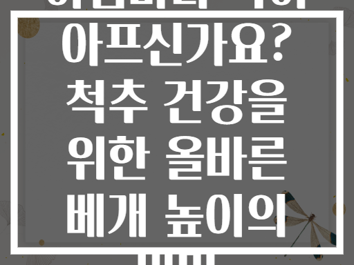 아침마다 목이 아프신가요? 척추 건강을 위한 올바른 베개 높이의 비밀