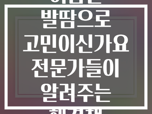 여름철 발땀으로 고민이신가요 전문가들이 알려주는 해결책