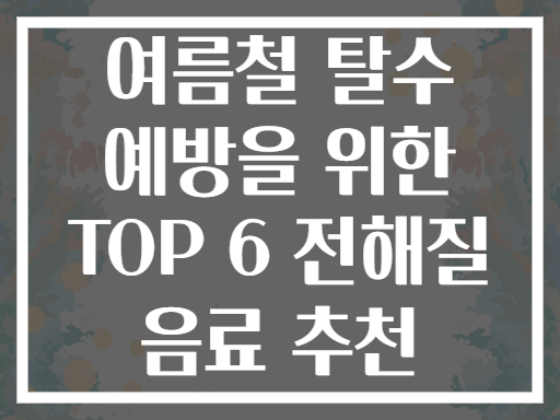 여름철 탈수 예방을 위한 TOP 6 전해질 음료 추천