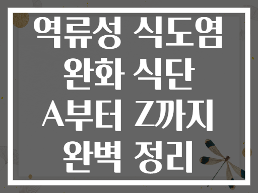 역류성 식도염 완화 식단 A부터 Z까지 완벽 정리