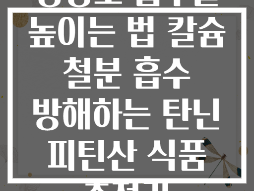 영양소 흡수율 높이는 법 칼슘 철분 흡수 방해하는 탄닌 피틴산 식품 총정리