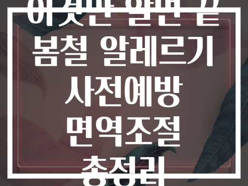 이것만 알면 끝 봄철 알레르기 사전예방 면역조절 총정리