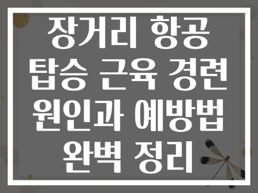 장거리 항공 탑승 근육 경련 원인과 예방법 완벽 정리