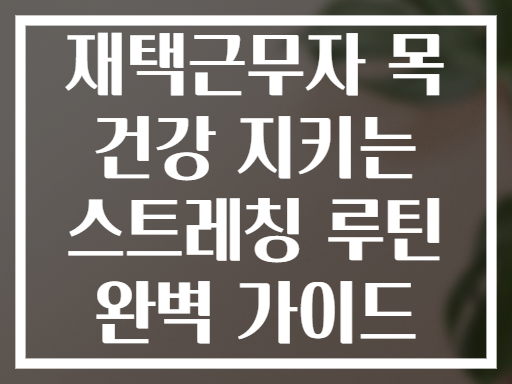 재택근무자 목 건강 지키는 스트레칭 루틴 완벽 가이드