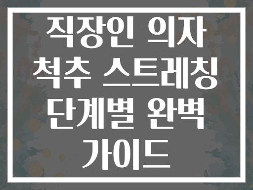 직장인 의자 척추 스트레칭 단계별 완벽 가이드