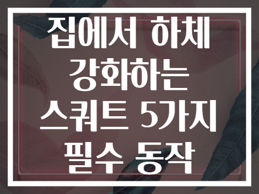 집에서 하체 강화하는 스쿼트 5가지 필수 동작