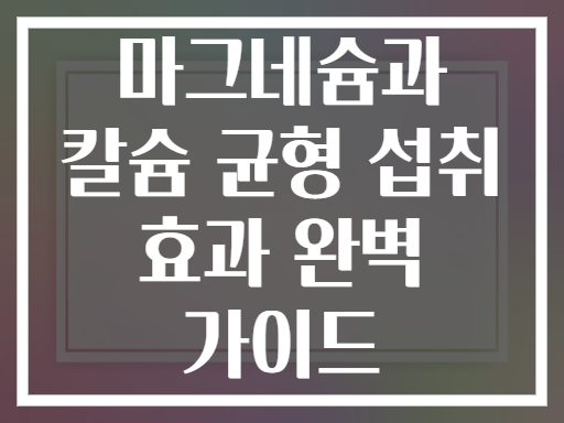 마그네슘과 칼슘 균형 섭취 효과 완벽 가이드