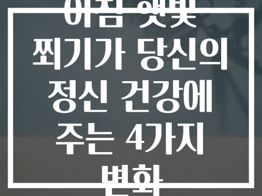 아침 햇빛 쬐기가 당신의 정신 건강에 주는 4가지 변화