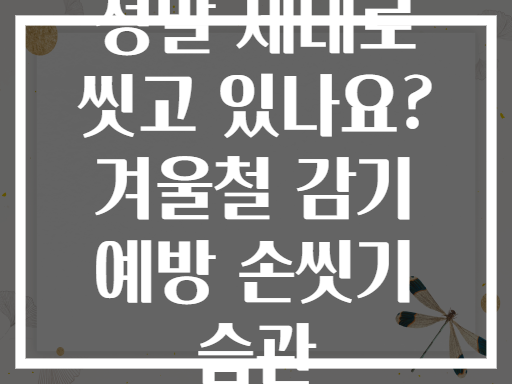 정말 제대로 씻고 있나요? 겨울철 감기 예방 손씻기 습관
