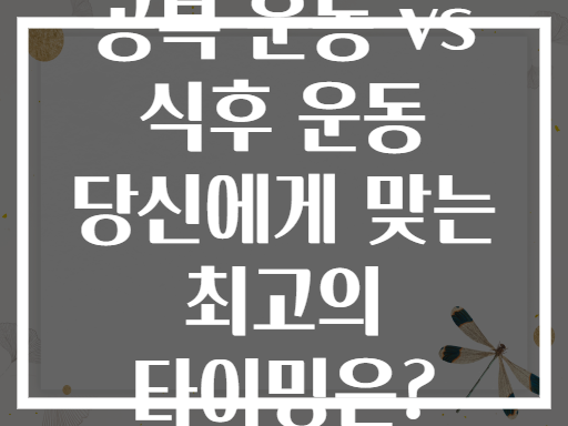 공복 운동 vs 식후 운동 당신에게 맞는 최고의 타이밍은?
