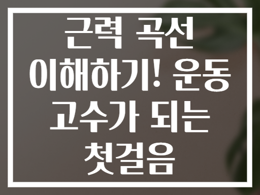근력 곡선 이해하기! 운동 고수가 되는 첫걸음