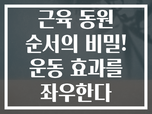 근육 동원 순서의 비밀! 운동 효과를 좌우한다