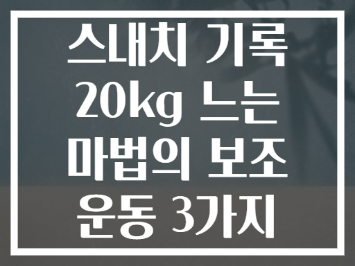 스내치 기록 20kg 느는 마법의 보조 운동 3가지