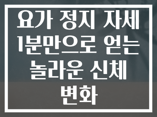 요가 정지 자세 1분만으로 얻는 놀라운 신체 변화