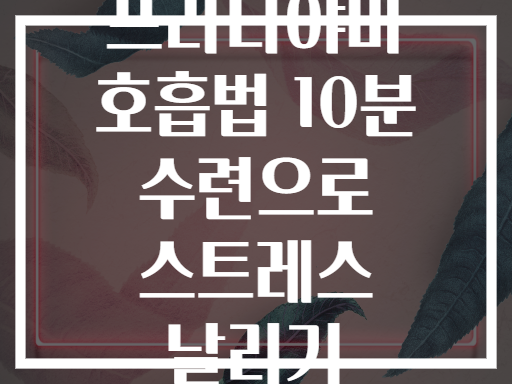 프라나야마 호흡법 10분 수련으로 스트레스 날리기