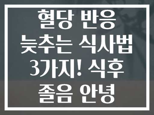 혈당 반응 늦추는 식사법 3가지! 식후 졸음 안녕